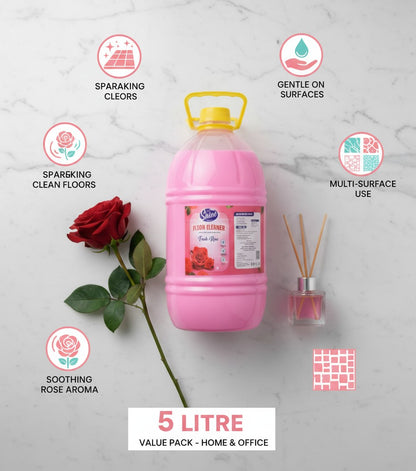 ShinyDaze Rose Fragrance Liquid Floor Cleaner 5 Liter | Premium Fresh Rose Aroma | Sparkling Clean Floors for Home & Office