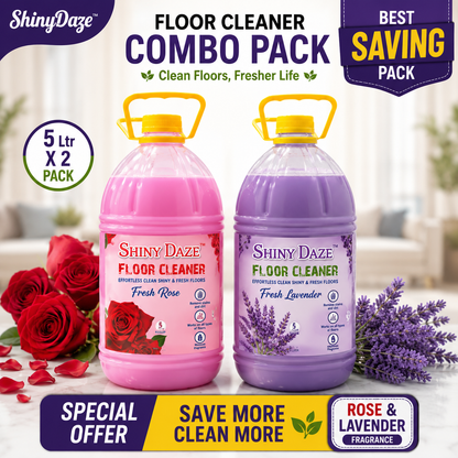 ShinyDaze™ Rose & Jasmine Fragrance Liquid Floor Cleaner Combo Pack 5L x 2 | Long Lasting Freshness & Powerful Cleaning for Home, Office & Hotels