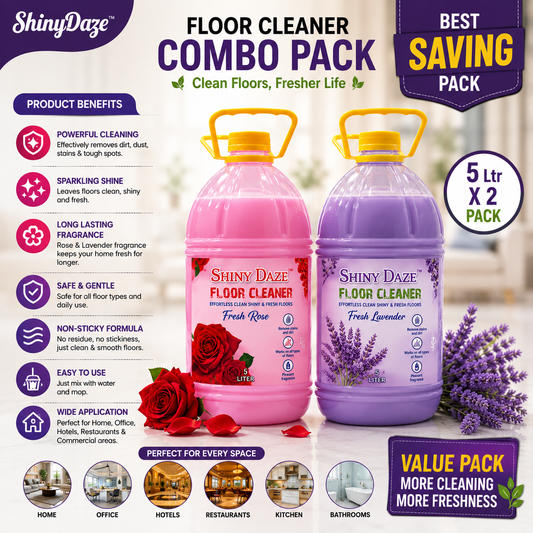 ShinyDaze™ Rose & Jasmine Fragrance Liquid Floor Cleaner Combo Pack 5L x 2 | Long Lasting Freshness & Powerful Cleaning for Home, Office & Hotels