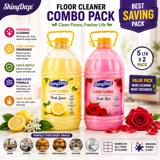 ShinyDaze™ Rose & Lemon Fragrance Liquid Floor Cleaner Combo Pack 5 Liter x 2 | Long Lasting Freshness & Powerful Cleaning for Home Office Hotels