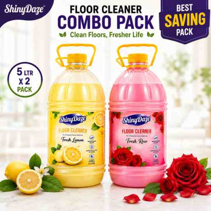 ShinyDaze™ Rose & Lemon Fragrance Liquid Floor Cleaner Combo Pack 5 Liter x 2 | Long Lasting Freshness & Powerful Cleaning for Home Office Hotels