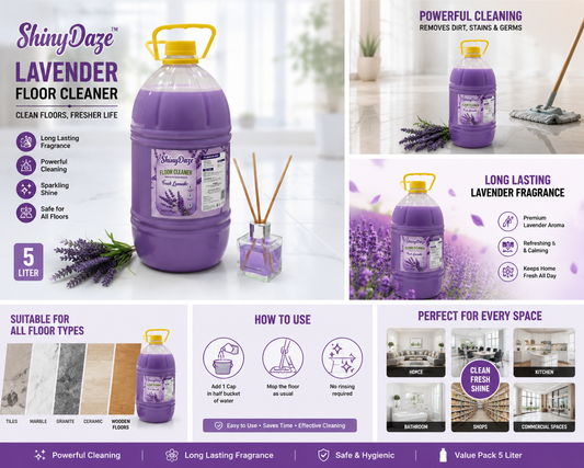 ShinyDaze™ Lavender Floor Cleaner 5L | Long Lasting Fresh Fragrance & Powerful Floor Cleaning Liquid